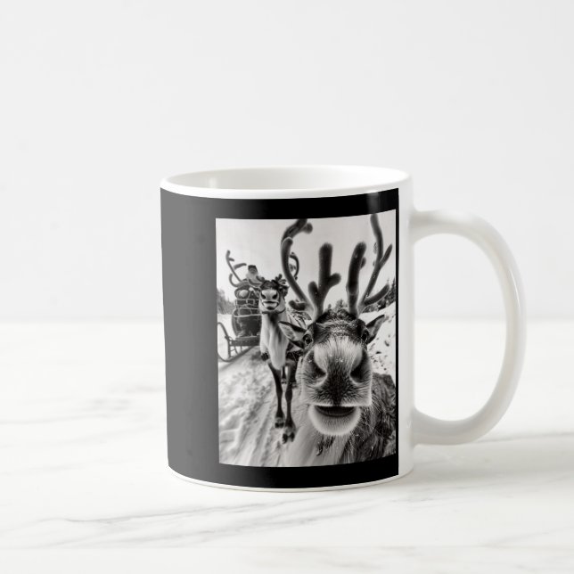 Funny Reindeer Selfie Christmas  Coffee Mug (Right)