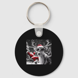 Funny Reindeer Selfie Christmas Key Ring