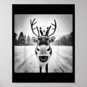 Funny Reindeer Selfie Christmas Men Women Boys And Poster