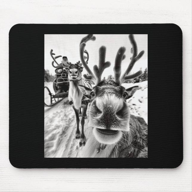 Funny Reindeer Selfie Christmas  Mouse Pad (Front)
