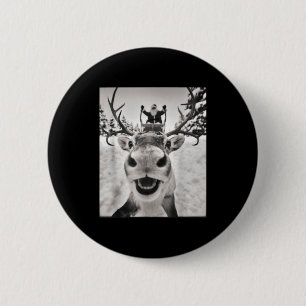 Funny Reindeer Selfie Christmas Santa Funny Kids  6 Cm Round Badge