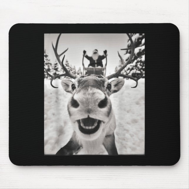 Funny Reindeer Selfie Christmas Santa Funny Kids  Mouse Pad (Front)