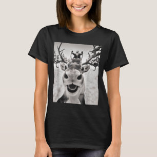 Funny Reindeer Selfie Christmas Santa Funny Kids  T-Shirt