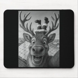 Funny Reindeer Selfie Santa Boys Girls Christmas  Mouse Pad