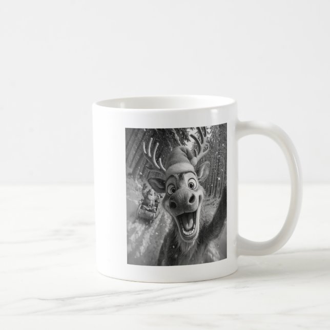 Funny Reindeer Selfie Santa Merry Christmas Men Wo Coffee Mug (Right)