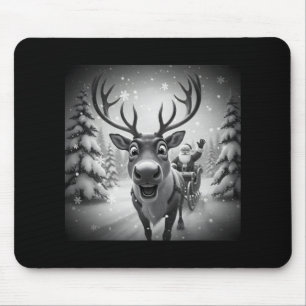 Funny Reindeer Selfie With Santa Merry Christmas H Mouse Pad