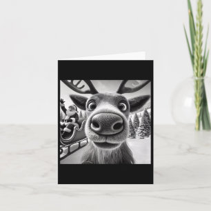 Funny Reindeer Selfie With Santa Sleigh Christmas  Card