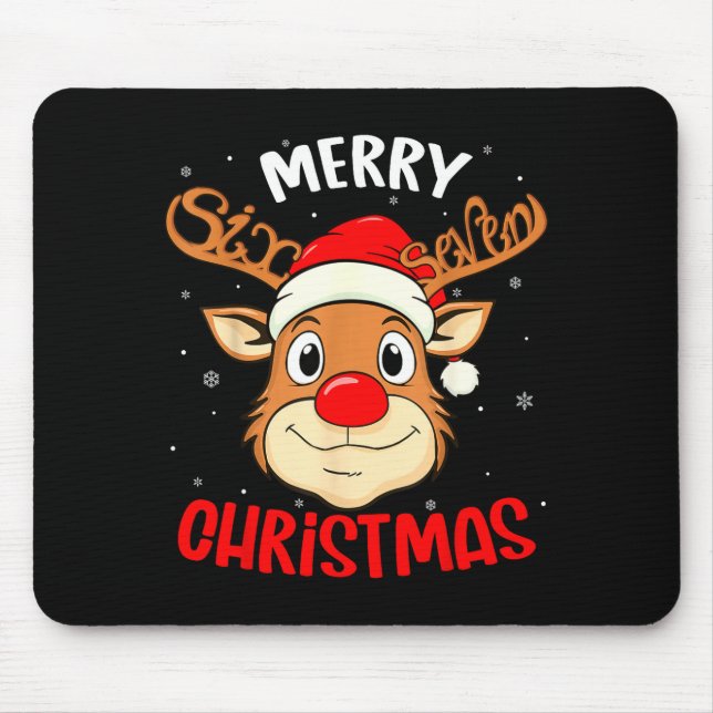 Funny Reindeer Six Seven 67 Meme Merry Christmas S Mouse Pad (Front)