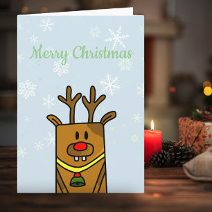 Funny Reindeer Snowflakes Kids Merry Christmas Holiday Card