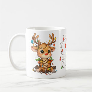Funny Reindeer Stuck in Christmas Lights Mug