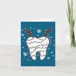 Funny reindeer teeth dental hygiene christmas tree card
