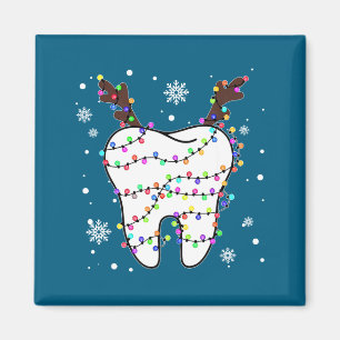 Funny reindeer teeth dental hygiene christmas tree magnet