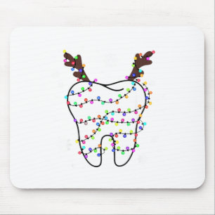 Funny reindeer teeth dental hygiene christmas tree mouse pad