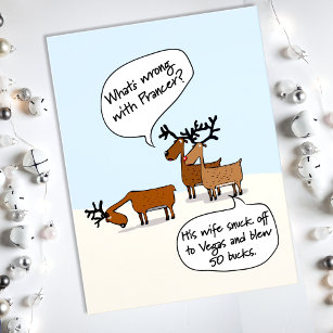 Funny Reindeer Vegas Christmas Holiday Postcard