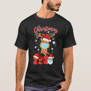 Funny Reindeer Wearing Facemask Tree Light Christm T-Shirt