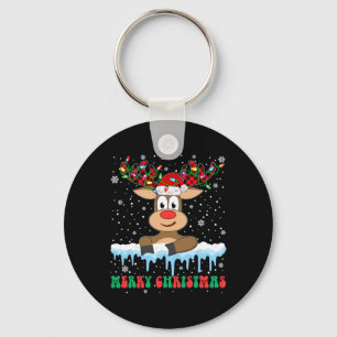 Funny Reindeer Xmas Family Merry Christmas  Key Ring