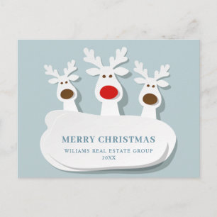 Funny Reindeers Merry Christmas Corporate Greeting Postcard