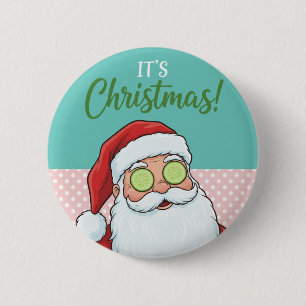 Funny Relaxing Santa Spa Day Christmas 6 Cm Round Badge