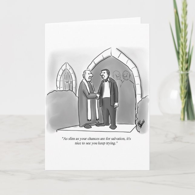 Funny Religion Humour Greeting Card (Front)