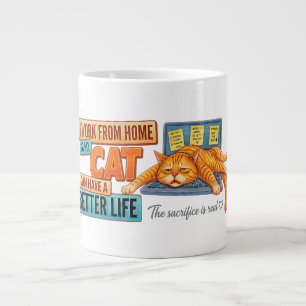 Funny Remote Worker Mug - Orange Cat Boss Office