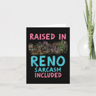 Funny Reno Nevada Night Skyline Vintage Card
