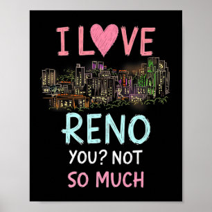 Funny Reno Nevada Night Skyline Vintage Premium Poster