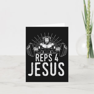 Funny Reps 4 Jesus Religious Gym Weightlifting Mot Card