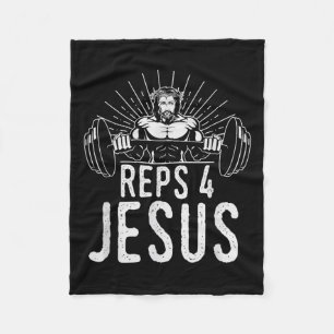 Funny Reps 4 Jesus Religious Gym Weightlifting Mot Fleece Blanket
