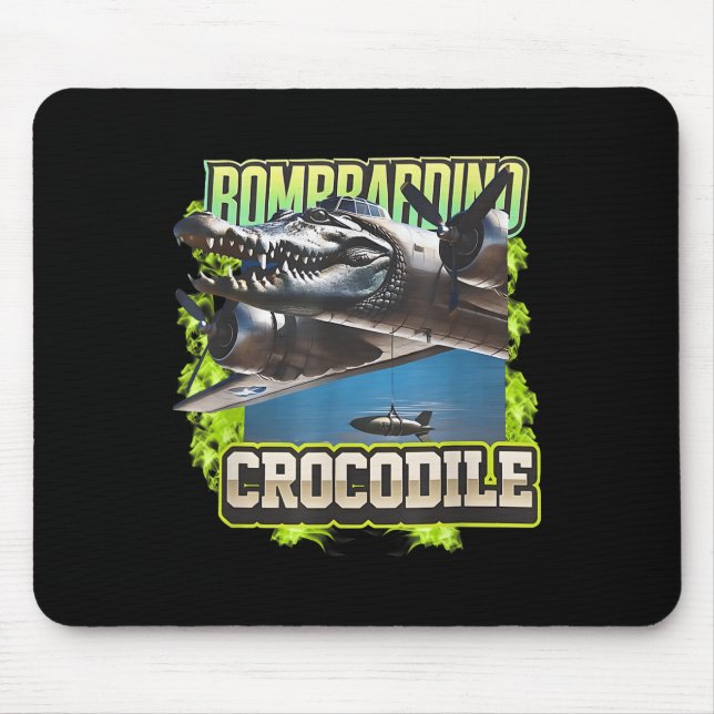 Funny Reptile Bombardiro Crocodilo Brain Rot, Stup Mouse Pad (Front)