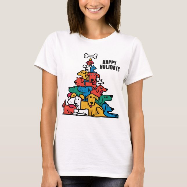 Funny Rescue Dogs Christmas Tree Abstract T-Shirt (Front)