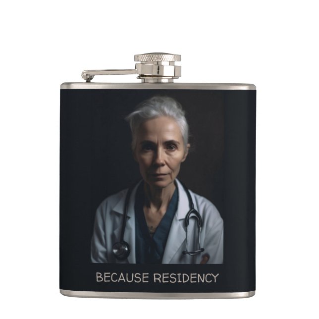 Funny Resident Physician Doctor Photo Hip Flask (Front)