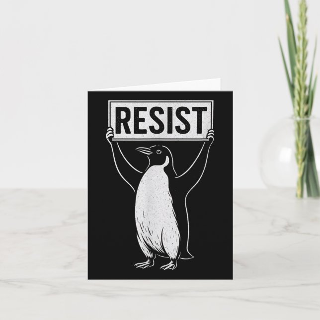 Funny Resist Penguin Activism Graphic Design Vinta Card (Front)