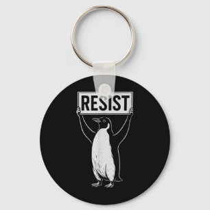 Funny Resist Penguin Activism Graphic Design Vinta Key Ring