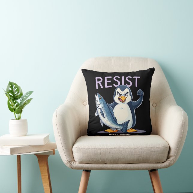 Funny Resist Penguin Protest Against Tariffs  Cushion (Chair)