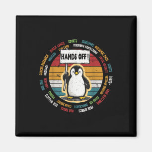 Funny Resist Penguin Protest Against Tariffs Retro Magnet