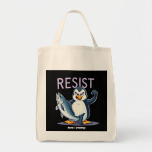 Funny Resist Penguin Protest Against Tariffs Tote Bag