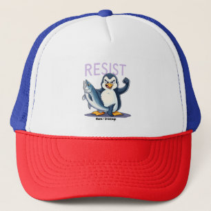 Funny Resist Penguin Protest Against Tariffs Trucker Hat