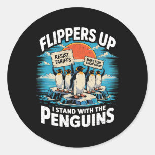 Funny Resist Penguins Protest Against Tariffs 1 Classic Round Sticker