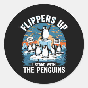 Funny Resist Penguins Protest Against Tariffs 3  Classic Round Sticker