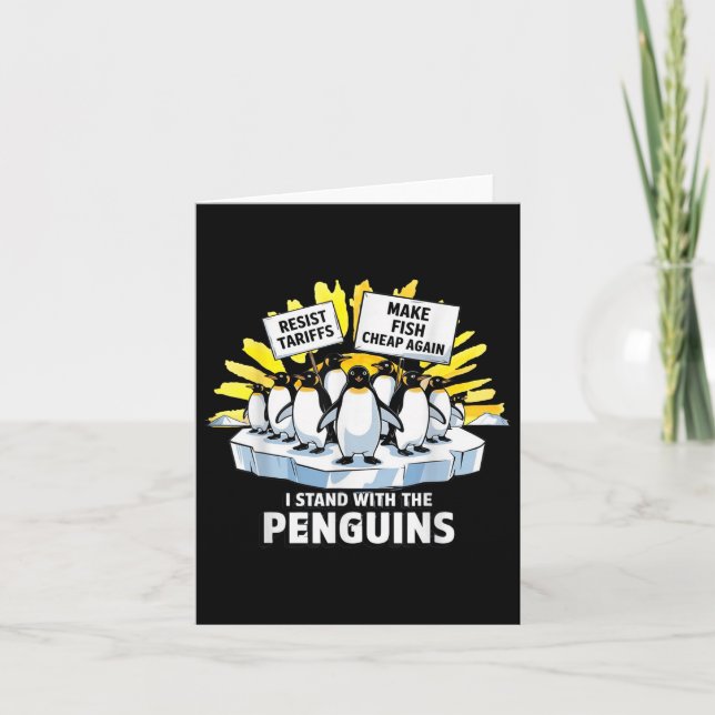 Funny Resist Penguins Protest Against Tariffs  Card (Front)