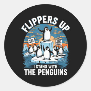 Funny Resist Penguins Protest Against Tariffs Classic Round Sticker