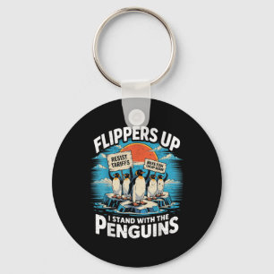 Funny Resist Penguins Protest Against Tariffs Key Ring