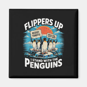Funny Resist Penguins Protest Against Tariffs Magnet