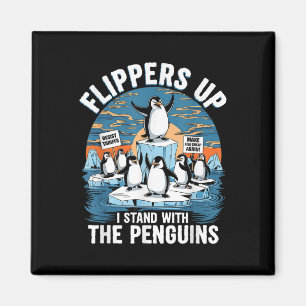 Funny Resist Penguins Protest Against Tariffs Magnet