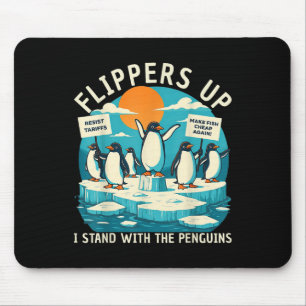 Funny Resist Penguins Protest Against Tariffs Mouse Pad