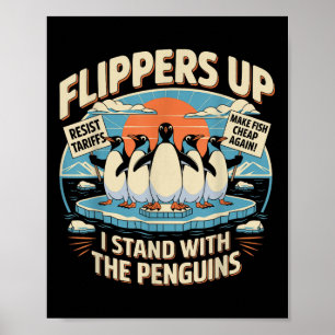 Funny Resist Penguins Protest Against Tariffs Poster