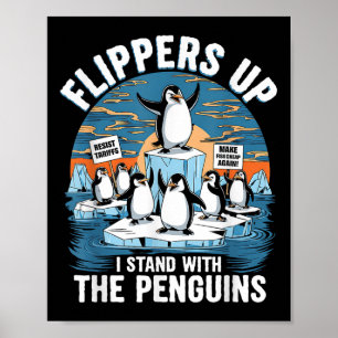 Funny Resist Penguins Protest Against Tariffs Poster