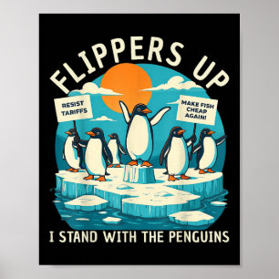 Funny Resist Penguins Protest Against Tariffs Poster