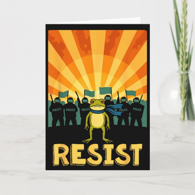 Funny Resist Portland Frog Protest  Card (Front)