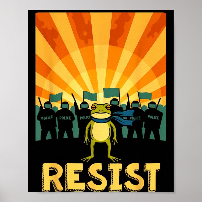 Funny Resist Portland Frog Protest  Poster (Front)